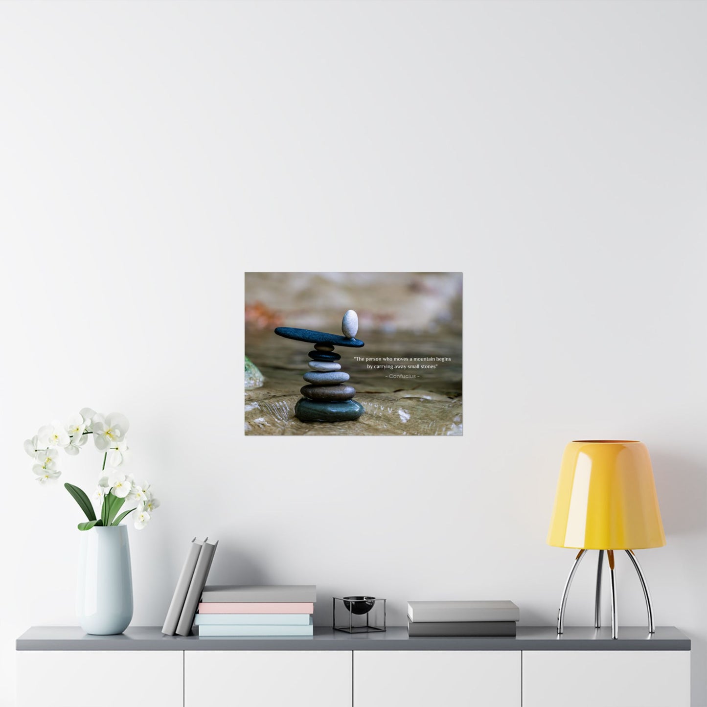 "The Person Who Moves a Mountain Begins by Carrying Away Small Stones" Confucius Wall Art - Ancient Chinese Wisdom on Persistent Progress
