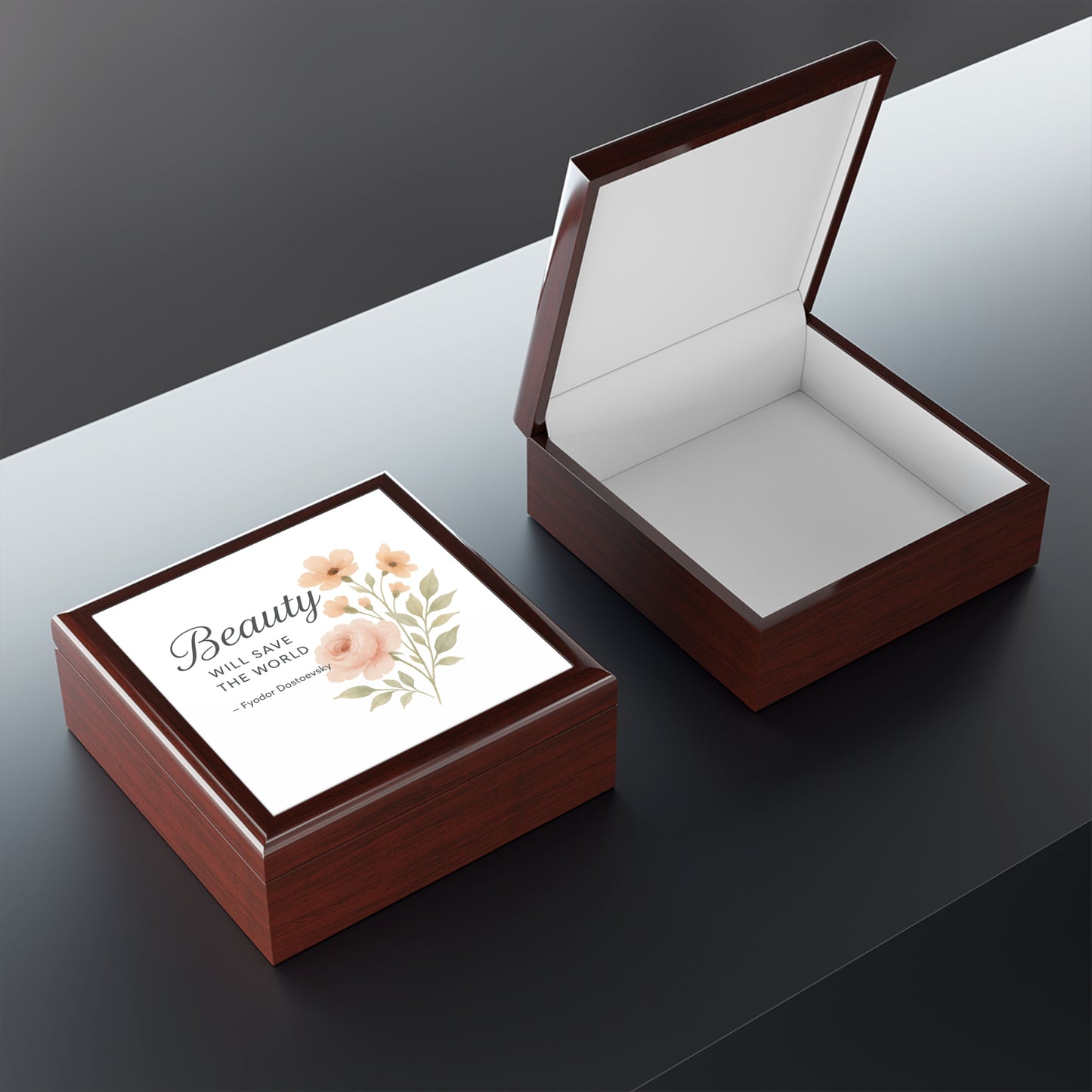 "Beauty Will Save the World" Dostoevsky Jewelry Box - Russian Literature Meets Elegant Storage