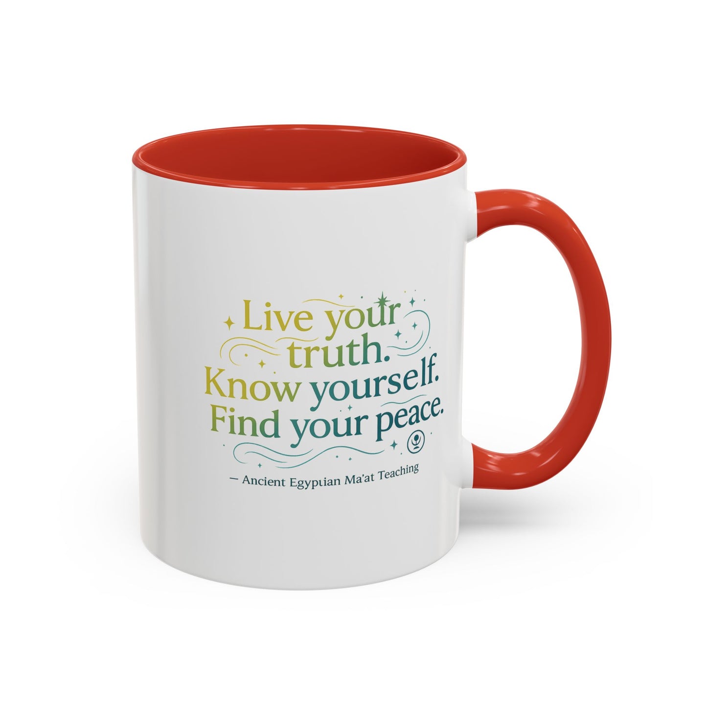 "Live Your Truth. Know Yourself. Find Your Peace." Ancient Egyptian Ma'at Mug - 4,000-Year-Old Wisdom for Morning Reflection