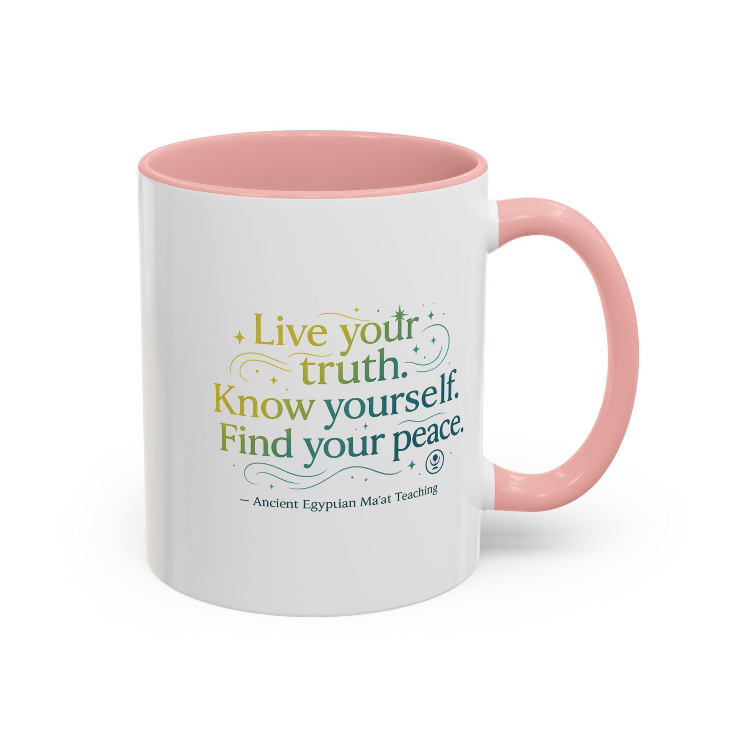 "Live Your Truth. Know Yourself. Find Your Peace." Ancient Egyptian Ma'at Mug - 4,000-Year-Old Wisdom for Morning Reflection
