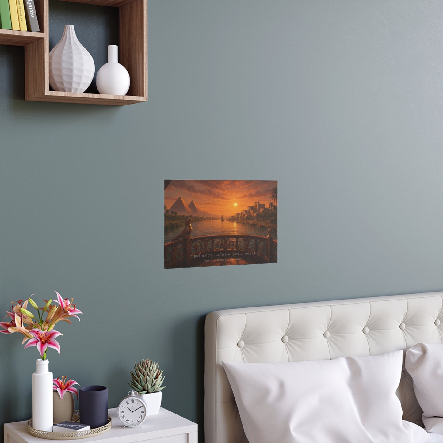 "In Quiet Moments, We Find Our Greatest Insights" Ptahhotep Silk Poster - Ancient Egyptian Vizier's Wisdom on Contemplation