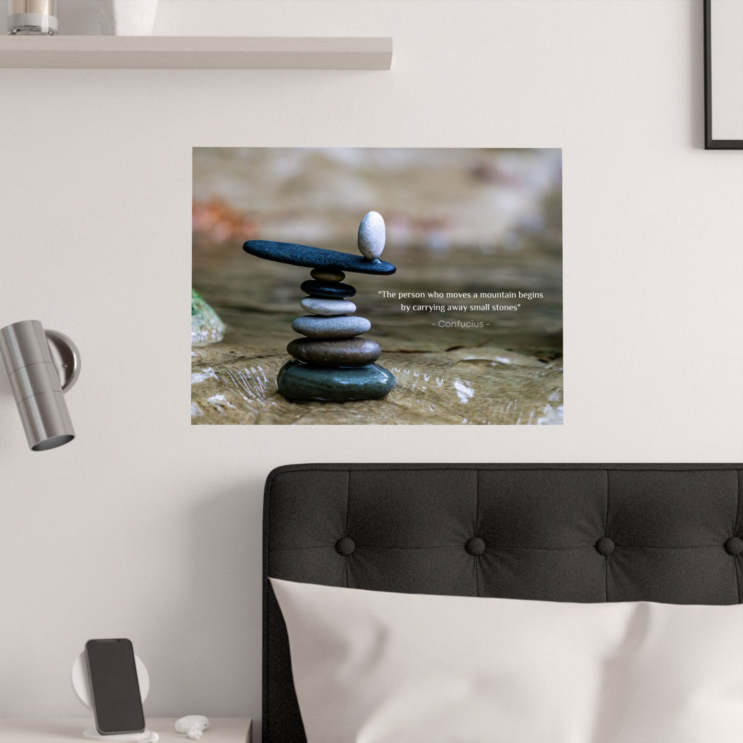 "The Person Who Moves a Mountain Begins by Carrying Away Small Stones" Confucius Wall Art - Ancient Chinese Wisdom on Persistent Progress