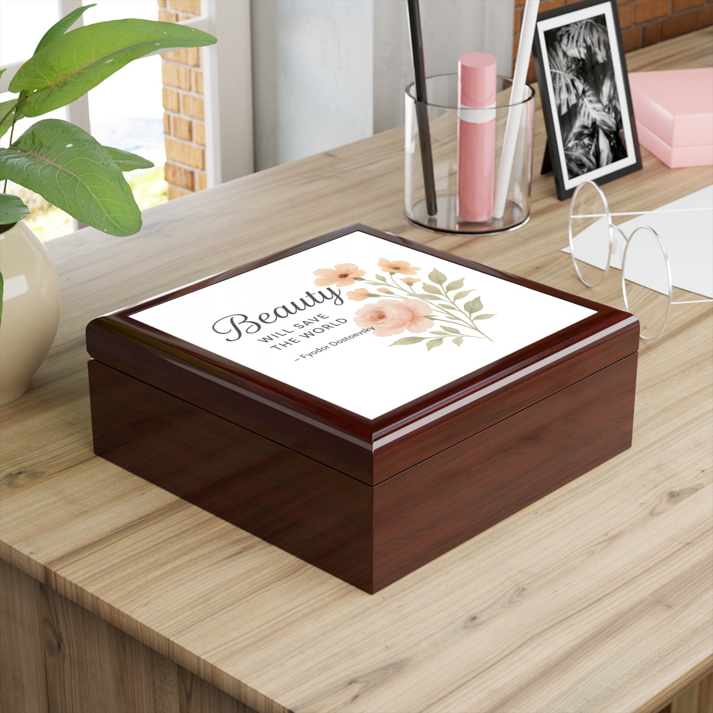 "Beauty Will Save the World" Dostoevsky Jewelry Box - Russian Literature Meets Elegant Storage