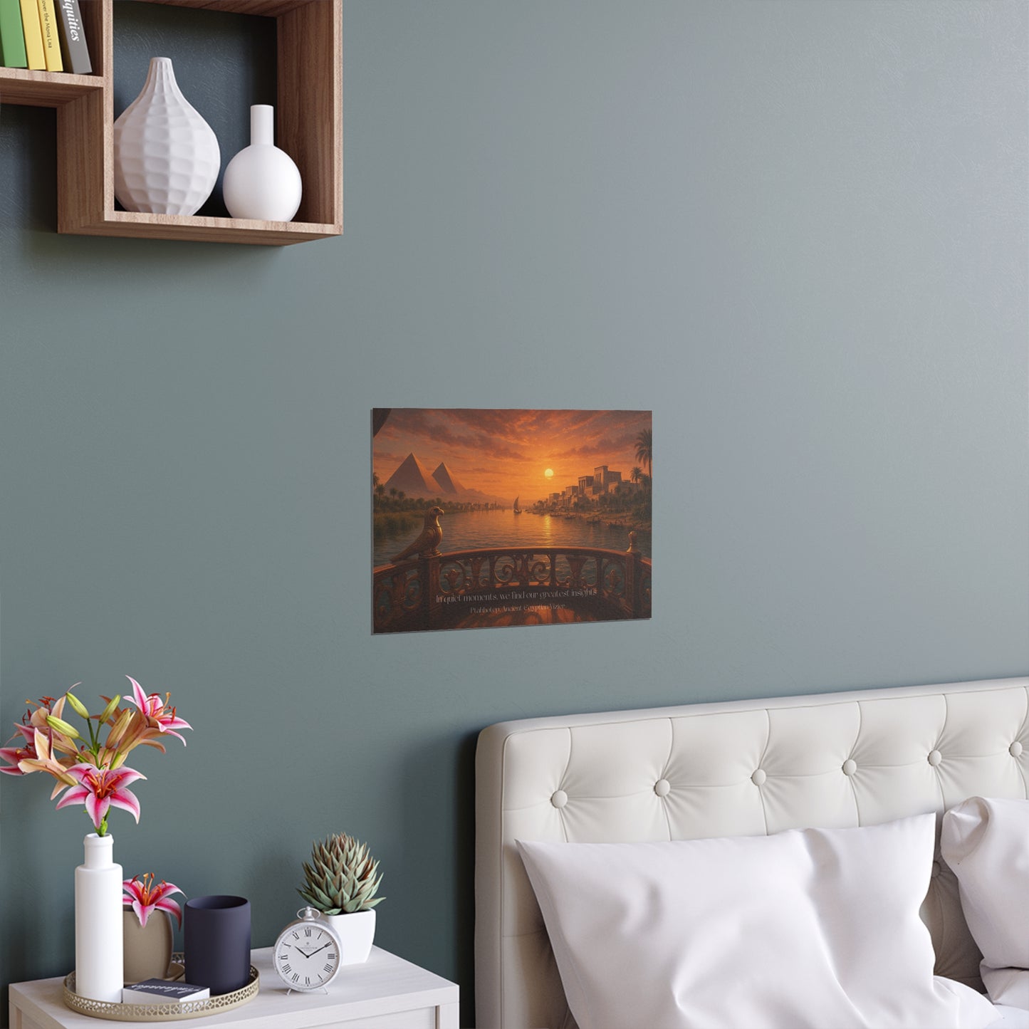 "In Quiet Moments, We Find Our Greatest Insights" Ptahhotep Silk Poster - Ancient Egyptian Vizier's Wisdom on Contemplation