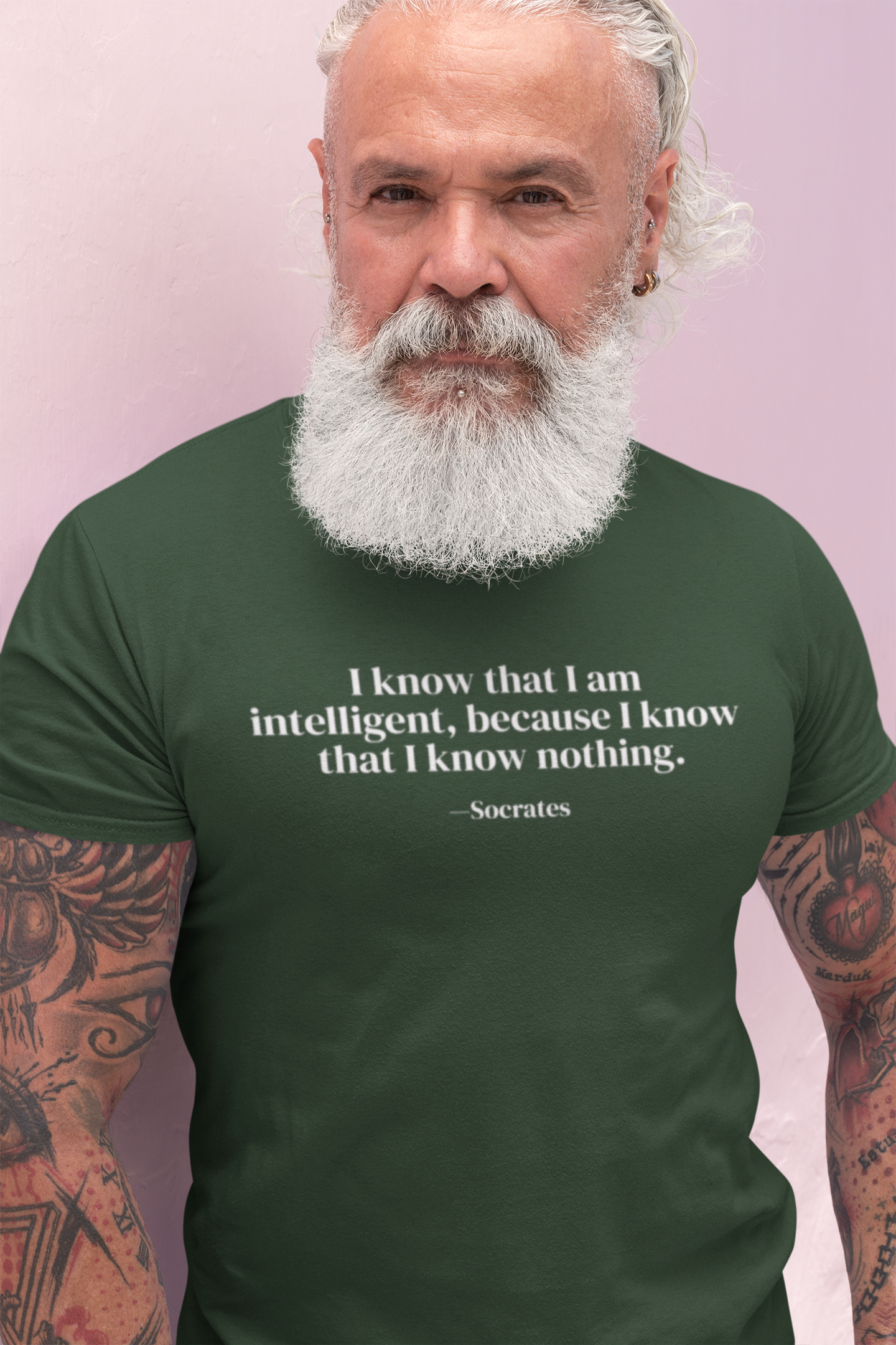 "I Know That I Am Intelligent, Because I Know That I Know Nothing" Socrates T-Shirt - Philosophical Humility Meets Intellectual Confidence