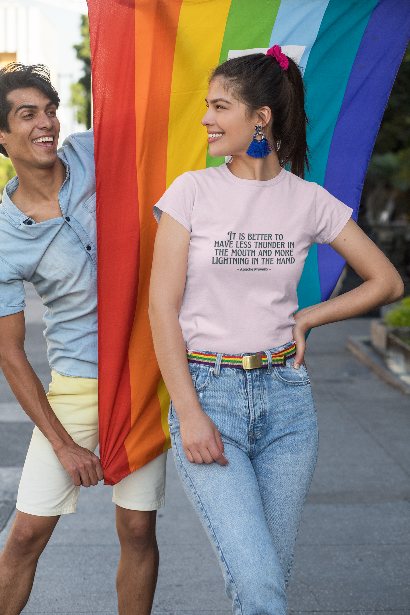 "It Is Better to Have Less Thunder in the Mouth and More Lightning in the Hand" Apache Proverb T-Shirt - Native American Wisdom on Action Over Words