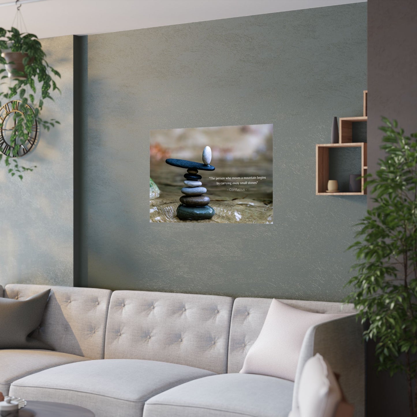"The Person Who Moves a Mountain Begins by Carrying Away Small Stones" Confucius Wall Art - Ancient Chinese Wisdom on Persistent Progress