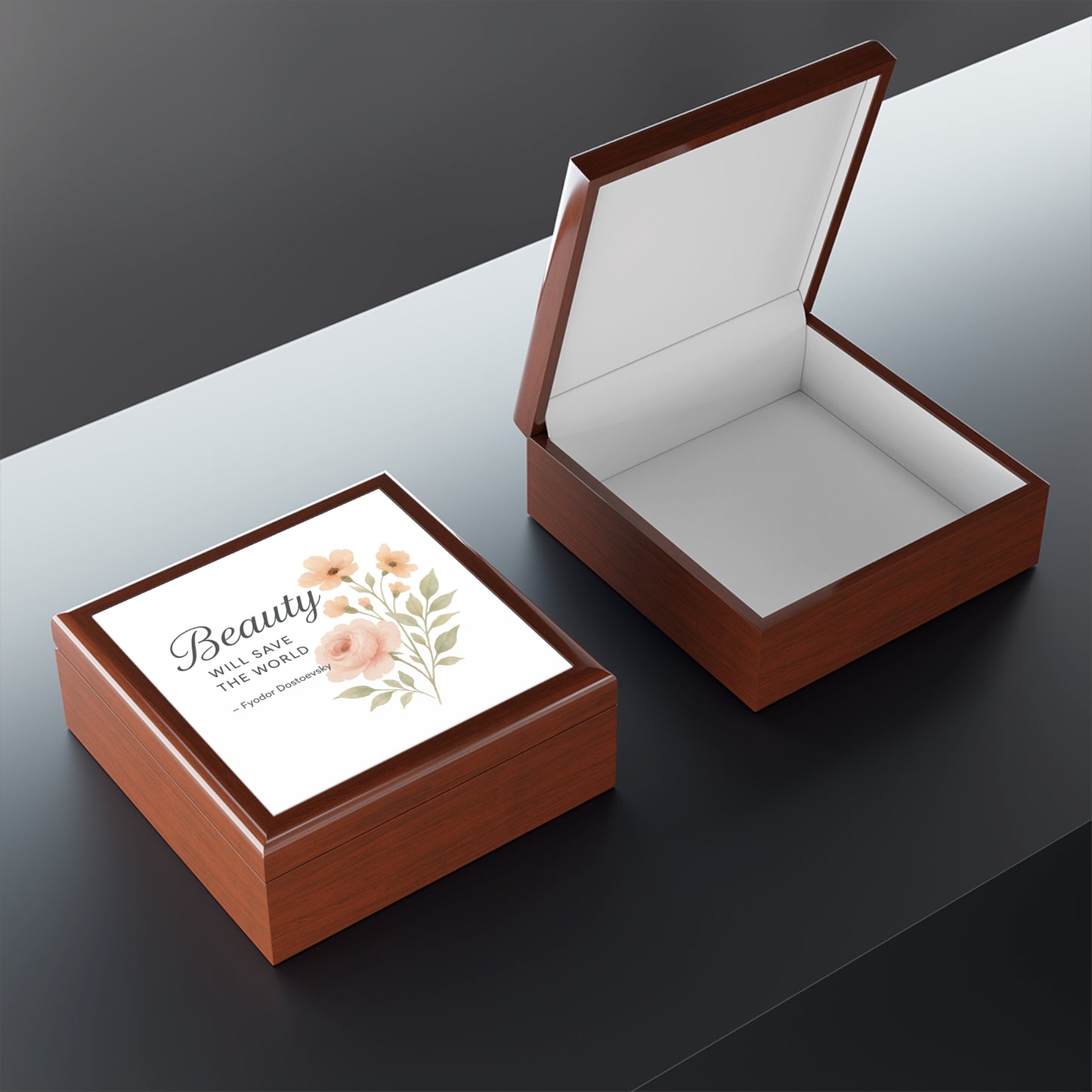 "Beauty Will Save the World" Dostoevsky Jewelry Box - Russian Literature Meets Elegant Storage