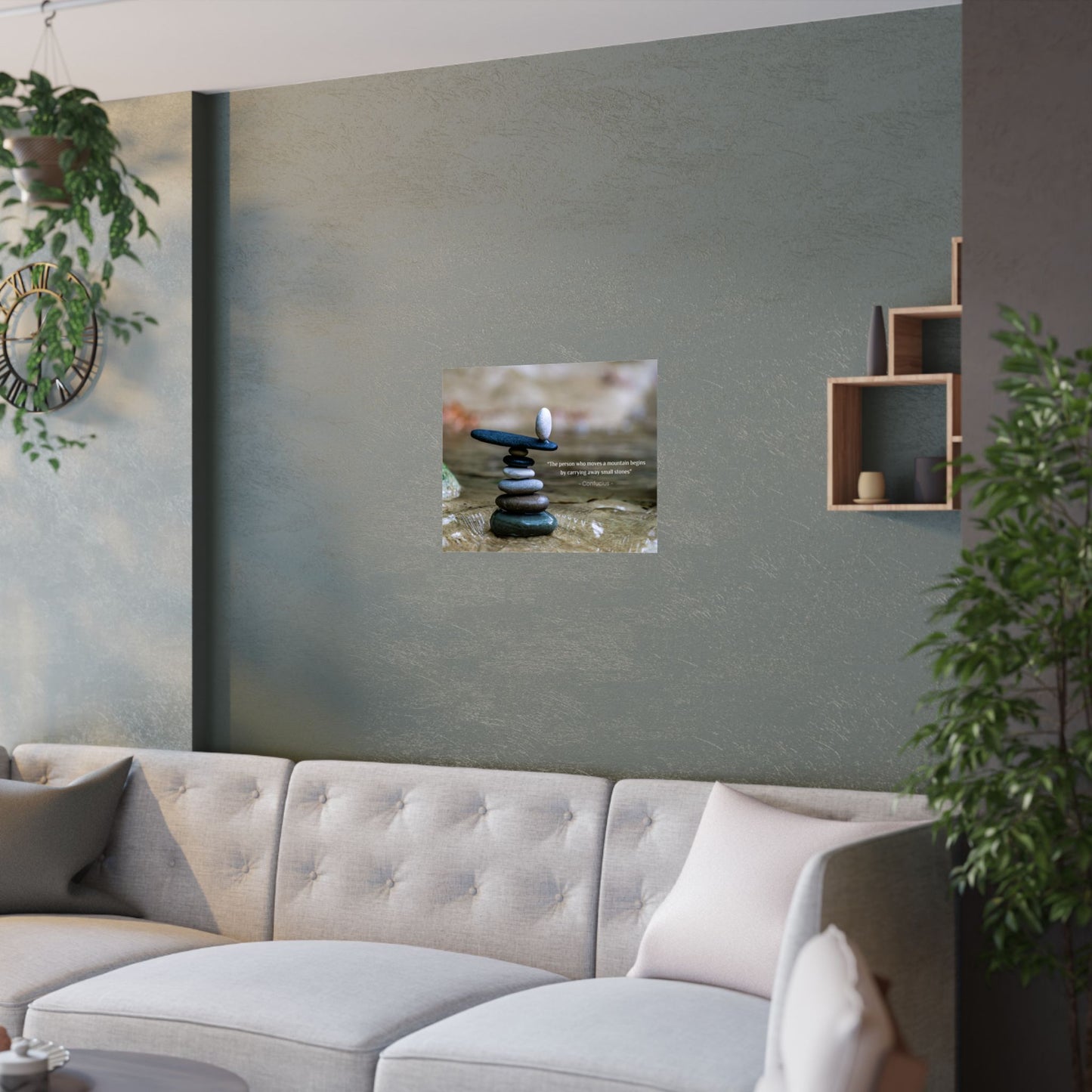 "The Person Who Moves a Mountain Begins by Carrying Away Small Stones" Confucius Wall Art - Ancient Chinese Wisdom on Persistent Progress