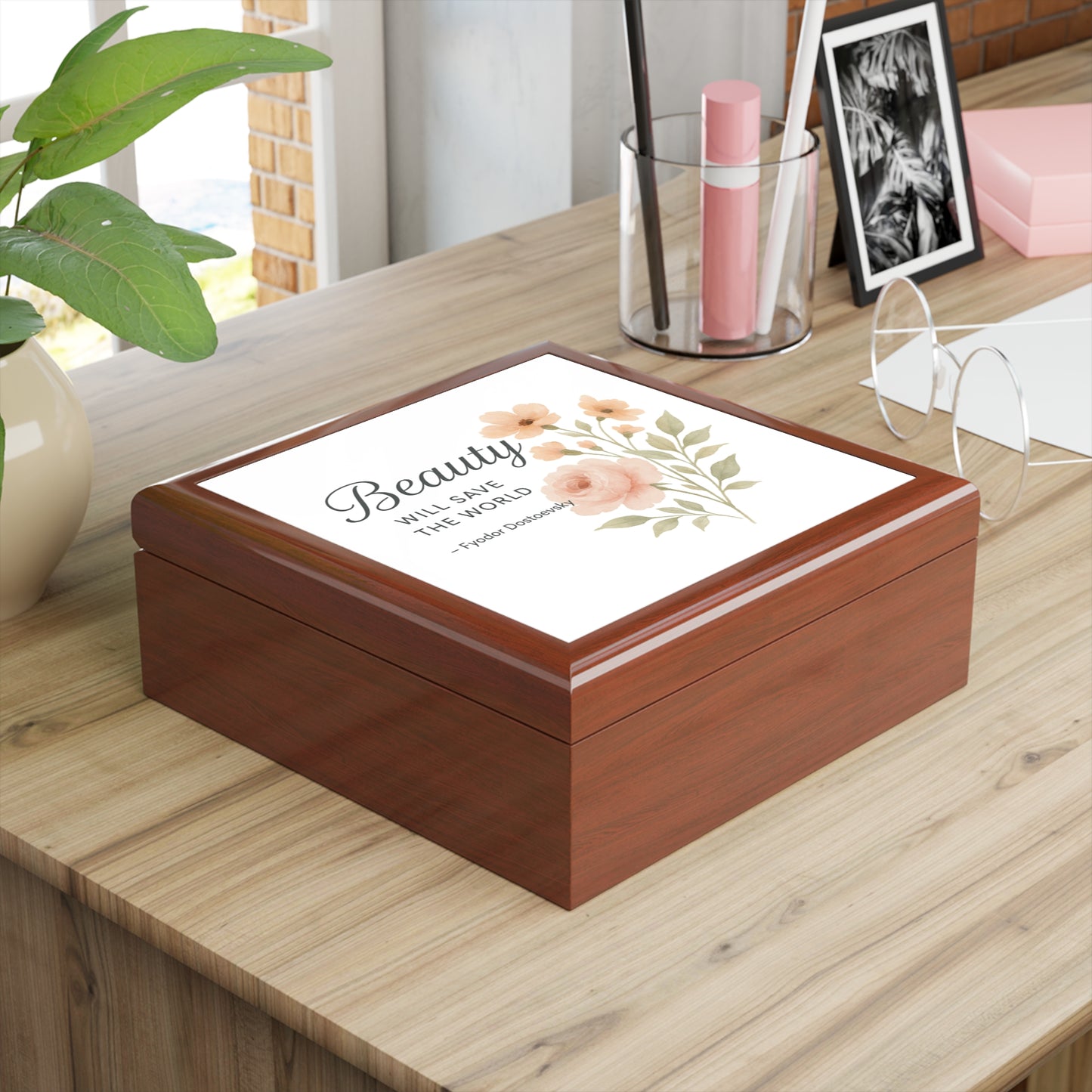 "Beauty Will Save the World" Dostoevsky Jewelry Box - Russian Literature Meets Elegant Storage