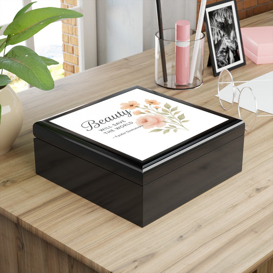 "Beauty Will Save the World" Dostoevsky Jewelry Box - Russian Literature Meets Elegant Storage