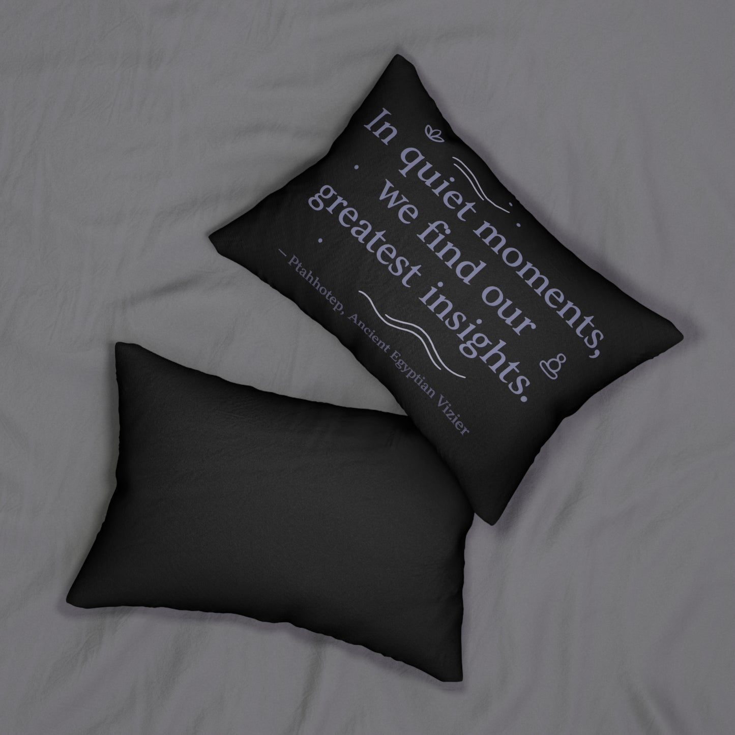 "In Quiet Moments, We Find Our Greatest Insights" Ancient Egyptian Lumbar Pillow - Ma'at Wisdom for Restful Reflection