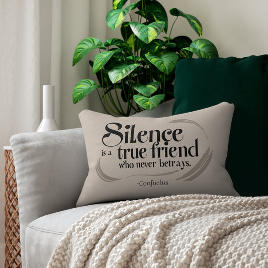 "Silence Is a True Friend Who Never Betrays" Confucius Throw Pillow - Ancient Chinese Wisdom on Peaceful Companionship
