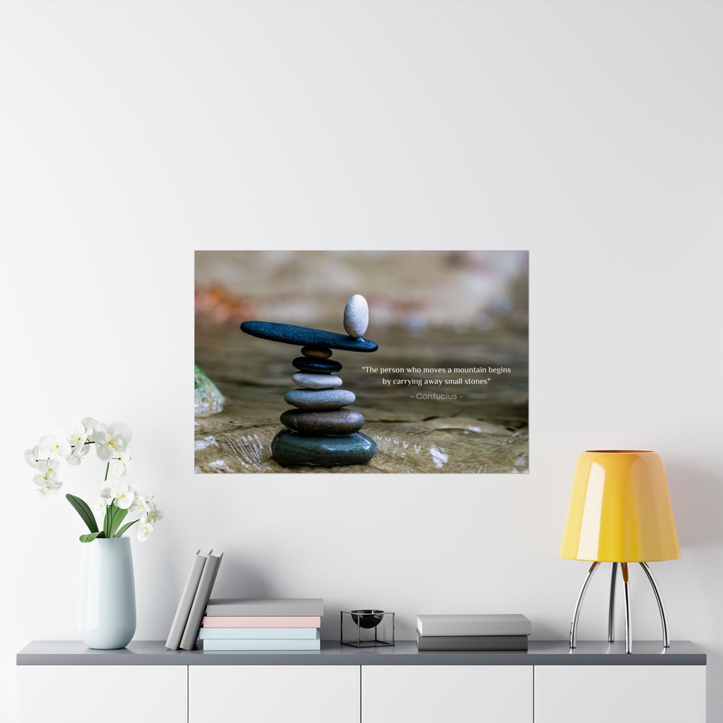 "The Person Who Moves a Mountain Begins by Carrying Away Small Stones" Confucius Wall Art - Ancient Chinese Wisdom on Persistent Progress