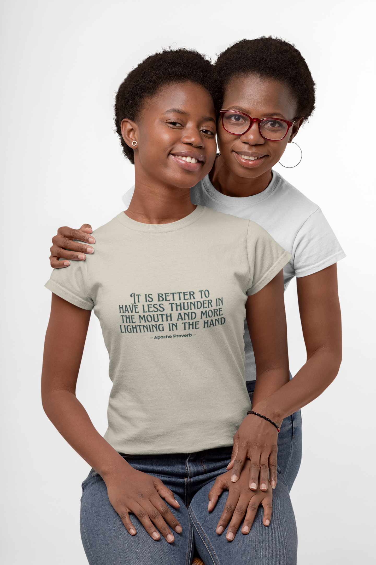"It Is Better to Have Less Thunder in the Mouth and More Lightning in the Hand" Apache Proverb T-Shirt - Native American Wisdom on Action Over Words