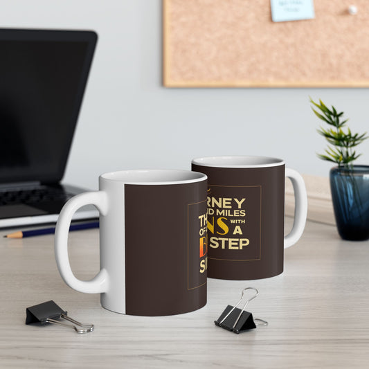"A Journey of a Thousand Miles Begins With a Single Step" Lao Tzu Mug - Ancient Taoist Wisdom on Beginning Great Endeavors
