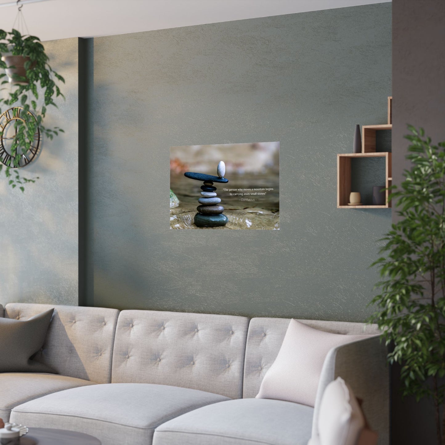 "The Person Who Moves a Mountain Begins by Carrying Away Small Stones" Confucius Wall Art - Ancient Chinese Wisdom on Persistent Progress