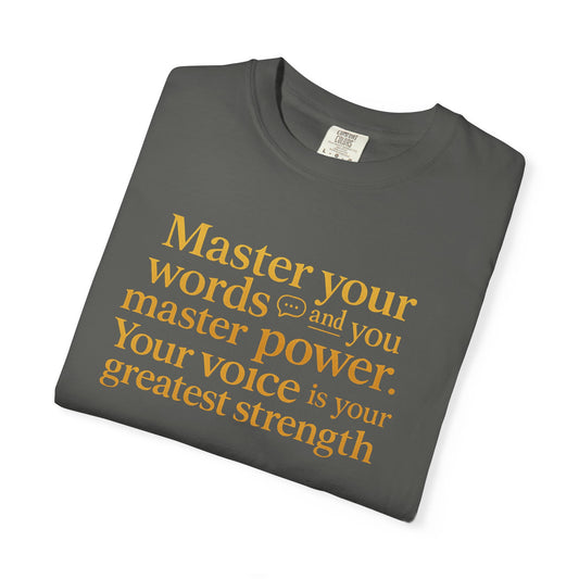 "Master Your Words and You Master Power" Ancient Egyptian T-Shirt - Ma'at Philosophy on Communication