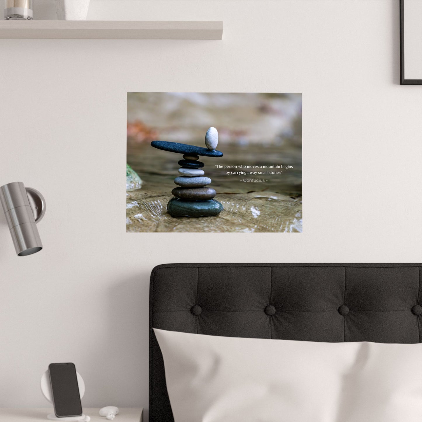 "The Person Who Moves a Mountain Begins by Carrying Away Small Stones" Confucius Wall Art - Ancient Chinese Wisdom on Persistent Progress